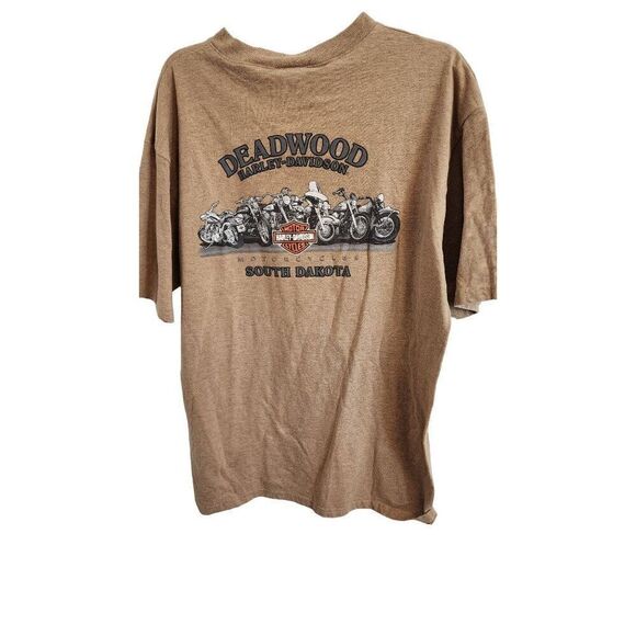 Harley-Davidson Deadwood SD Men's XL Quarter Button Cotton Blend T-Shirt - Picture 2 of 6